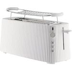 Alessi Plissé MDL15 W - Langer Doppelfach-Toaster, aus Thermoplastischem Harz, Brötchenaufsatz aus Edelstahl 18/10 und Thermoplastischem Harz, Europäischer Stecker 1700 W, Weiß