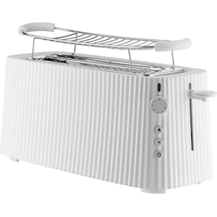 Alessi Plissé MDL15 W - Langer Doppelfach-Toaster, aus Thermoplastischem Harz, Brötchenaufsatz aus Edelstahl 18/10 und Thermoplastischem Harz, Europäischer Stecker 1700 W, Weiß – Bild 1