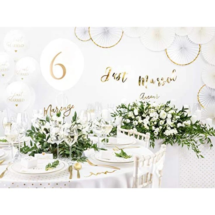 PartyDeco Weiße Servietten mit goldenen Druck von Herzen- Dekoration Servietten für Geburtstag Valentinstag Hochzeit Flitterwochen- Taschentücher gedruckt Tischdekorationen – Bild 5