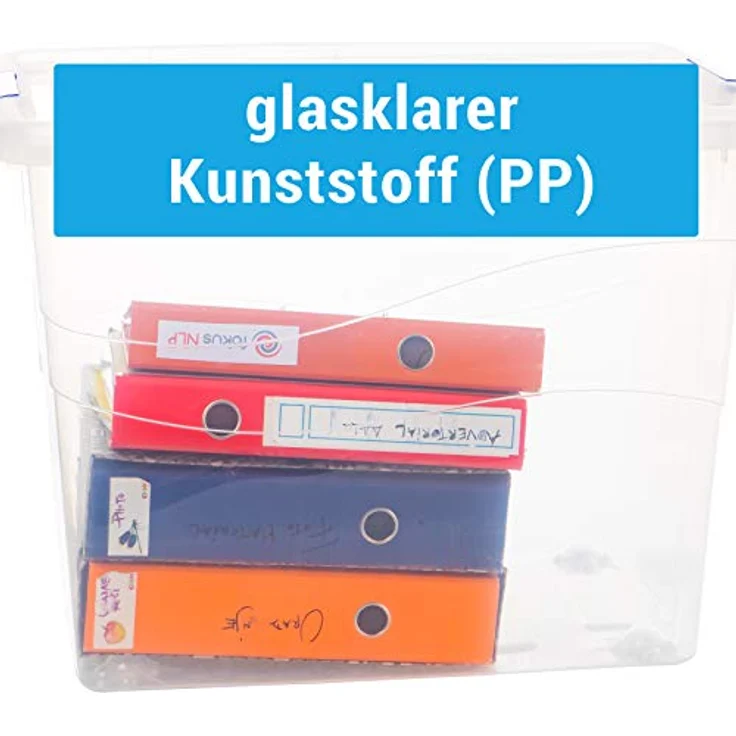 2friends Aufbewahrungsbox mit Deckel Groß, 2er Set 80L, transparente Kunststoffboxen mit grauen Clipverschlüssen, stapelbar, BPA-frei, 54cm x 45cm x 48cm – Bild 5