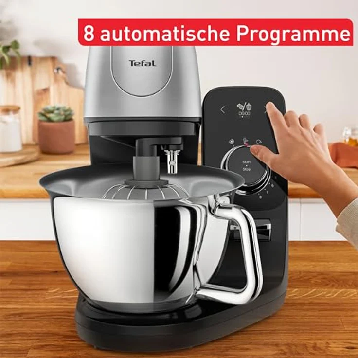 Tefal Coach Küchenmaschine, 1200 W, 8 Auto-Programme, inkl. Back-Zubehör und App, personalisiertes Erlebnis, planetarisches Rührsystem, Schwarz/Silber – Bild 4