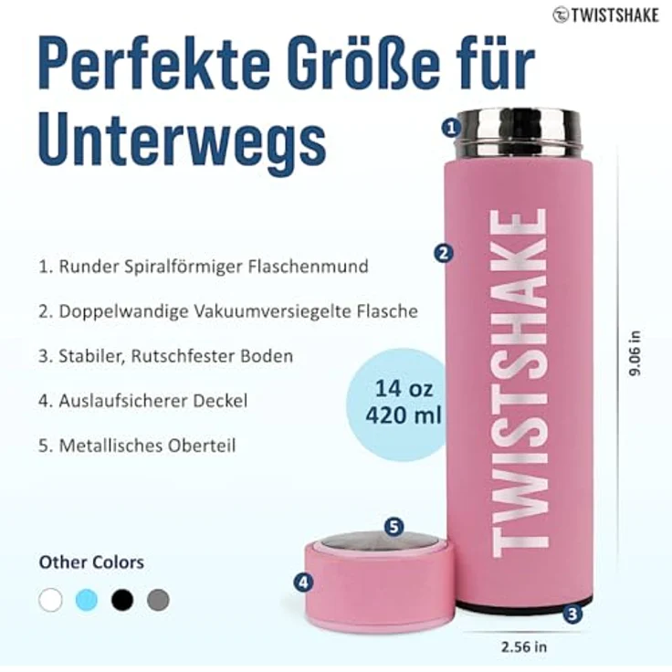 Twistshake Hot or Cold Bottle 420ml (4 Farben) Pastel Blue – Bild 6