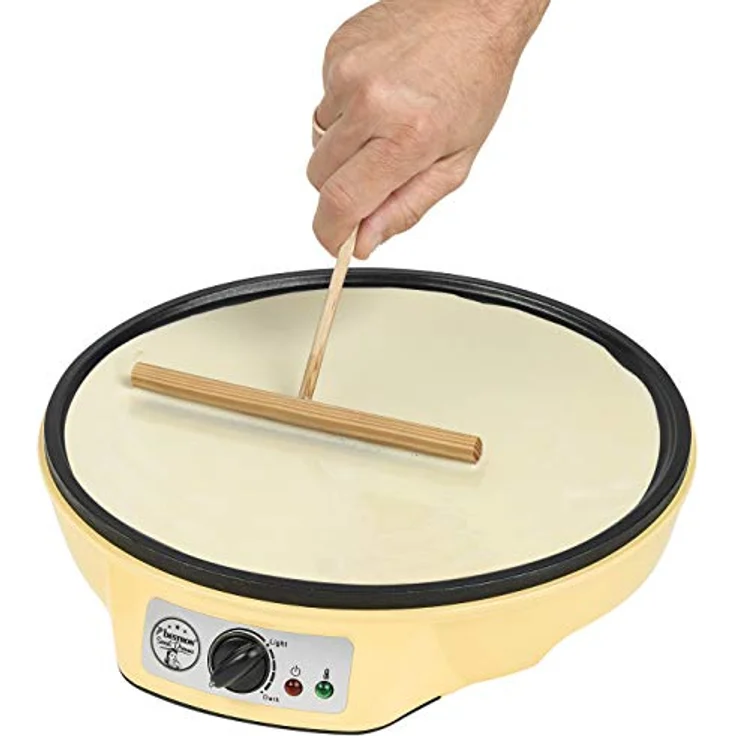 Bestron Crêpes Maker im Retro Design, Sweet Dreams, Antihaftbeschichtung, Ø 30 cm, 1000 Watt, Gelb – Bild 3