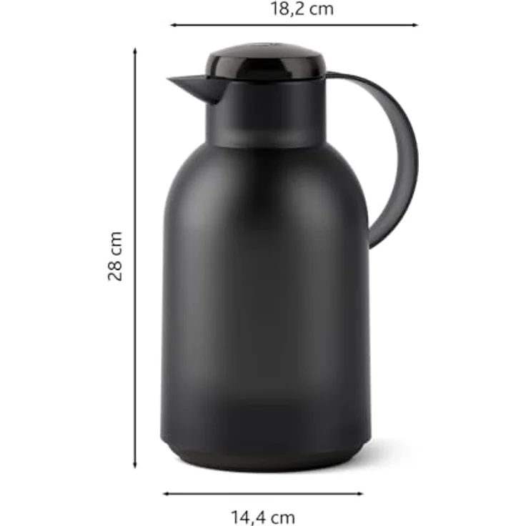 Emsa N4011900 Samba Isolierkanne (1,5 Liter, Quick Press Verschluss, 12h heiß und 24h kalt) Transluzent-Schwarz – Bild 8