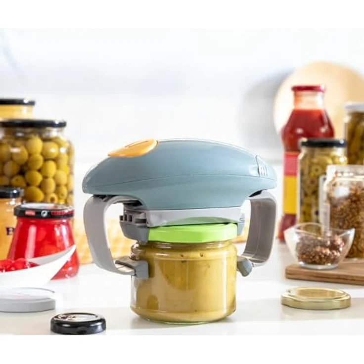 InnovaGoods Elektrischer Gläser- und Dosenöffner, Automatische Ausschaltung, Benutzerfreundlich, Flexibel für verschiedene Größen, Kunststoff, Bunt, Groß – Bild 3