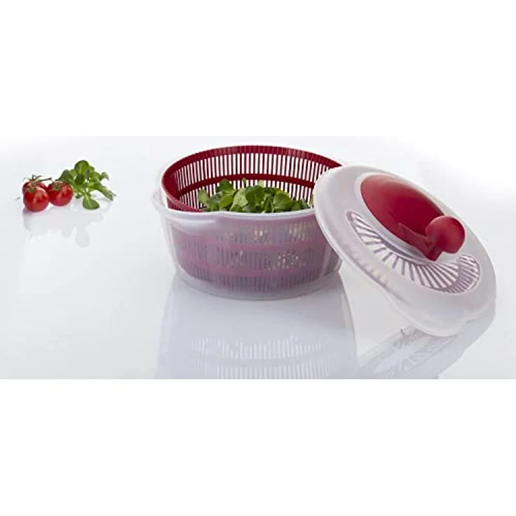 Westmark Salatschleuder, Kunststoff, Durchmesser: 26 cm, Höhe: 21,5 cm, Fassungsvermögen: 5 Liter, Fortuna, Transparent-Rot, 2432224R – Bild 4