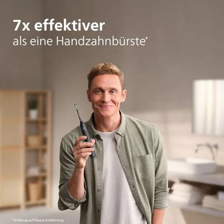 Philips Sonicare 5300 elektrische Zahnbürste, Schallzahnbürste mit 2 Intensitätsstufen, Andruckkontrolle, EasyStart, Smartimer und BrushPacer, Schwarz – Bild 2