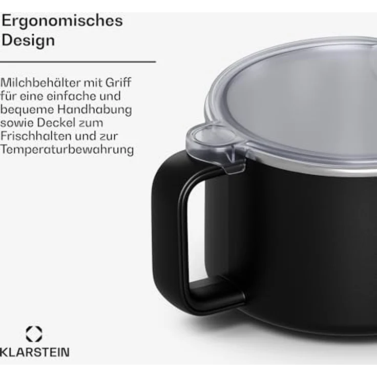 Klarstein Marcia Touch Milchbehälter, 1.2L Edelstahl, spülmaschinenfest, hygienisch & robust, mit Deckel für Pflanzendrink – Bild 2