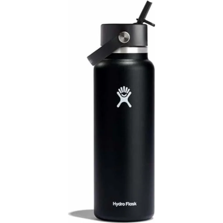 Hydro Flask Trinkflasche, Edelstahl und vakuumisoliert, große Öffnung mit auslaufsicherer Flex Cap, schwarz, 1180 ml (40 oz) – Bild 5