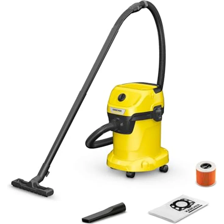 Karcher WD 3 V-17/4/20, Nass-/Trockensauger mit 1.000 W, 17 l Kunststoffbehälter, Patrone- und Vliesfilter, 2 m Saugschlauch, Blasfunktion, Boden- und Fugendüse – Bild 1