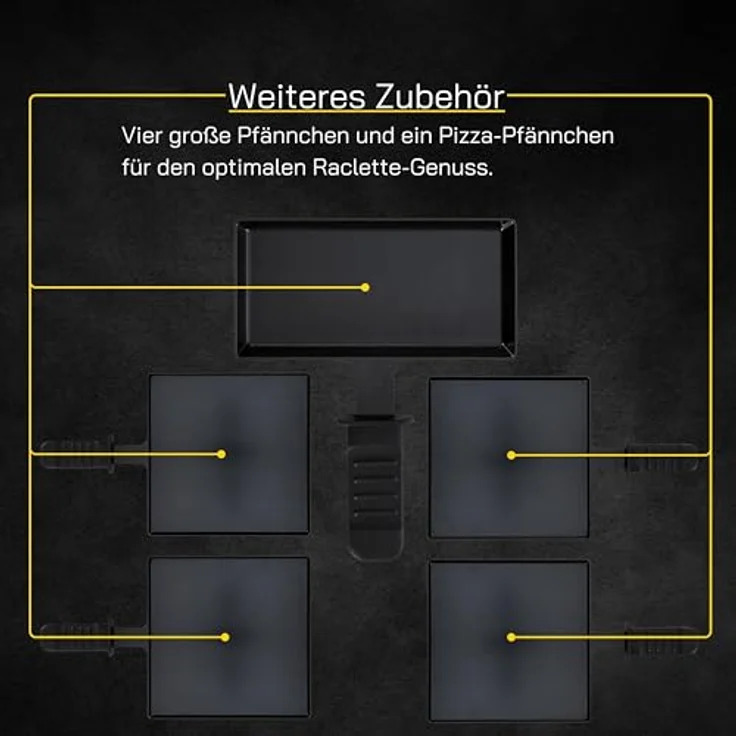 GUTFELS 8-Pfännchen-Raclette RACLETTE 4030 | Raclette Grill 8 Personen | 2100 W | Antihaftbeschichtung | Stufenlose Regulierung | Pizza-Pfännchen – Bild 5