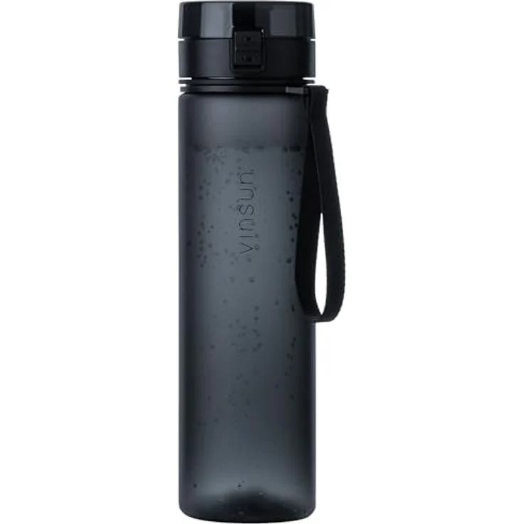 VINSUN Trinkflasche 1L schwarz - auslaufsicher, Kohlensäure geeignet, BPA frei, Tritan, Einhandbedienung - Leichte Wasser Flasche für Sport, Schule, Uni, Fahrrad – Bild 1