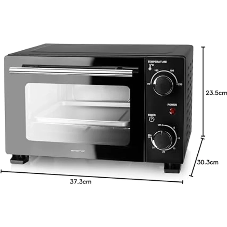 Emerio Minibackofen MO-124451, 800 W, 10 Liter, einstellbare Temperatur 90-230°C, schwarz, mit Ober- und Unterhitze, inkl. Backblech und Grillrost – Bild 7