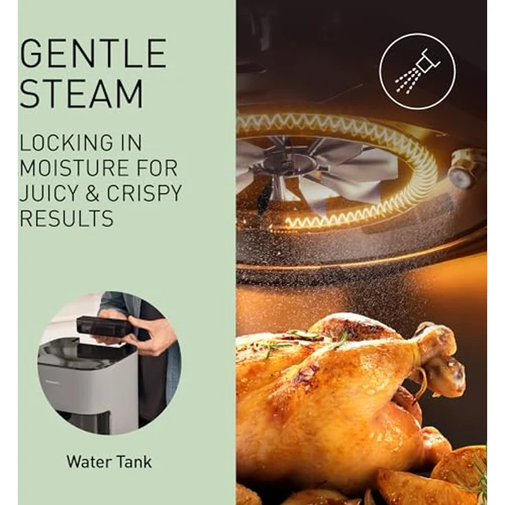 Panasonic NF-CC500SXE Air Fryer mit Sichtfenster, 5 l, 80–200 °C, digitaler Timer & LCD-Display, sanfte Dampfzugabe, 11 Voreinstellungen, einfache Reinigung, Mattgrau – Bild 3