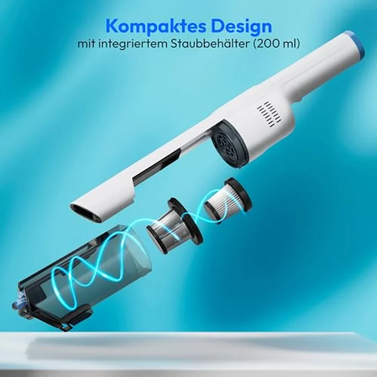 MEDION Handstaubsauger MD12057, kabellos mit BLDC-Motor, HEPA-13 Filter, 20 kPA Saugleistung, weiß – Bild 4