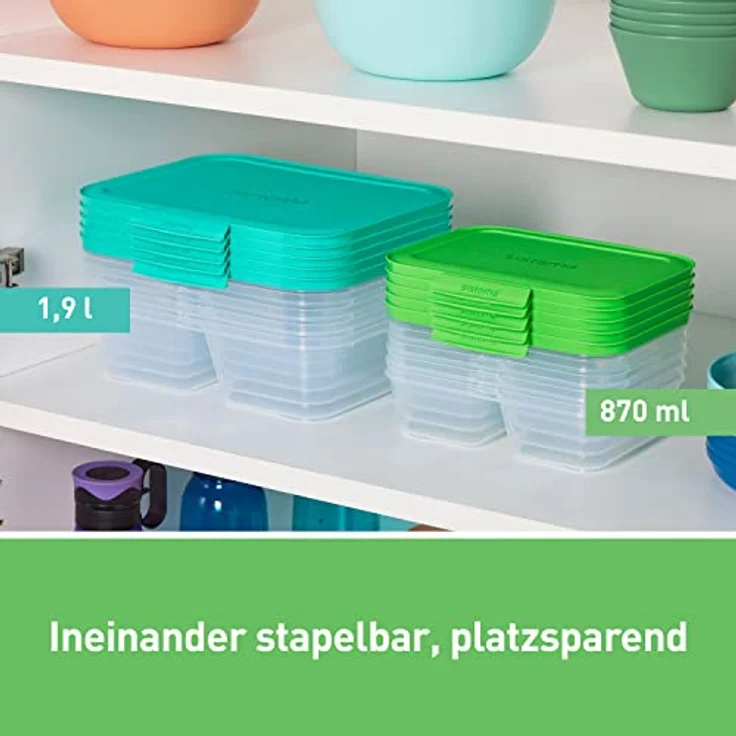 Sistema NEST IT Frischhaltedosen Meal Prep Boxen, 870 ml, luftdichte Vorratsdosen mit Fächern und Deckel, BPA-Frei, Grün, 5 Stück – Bild 3