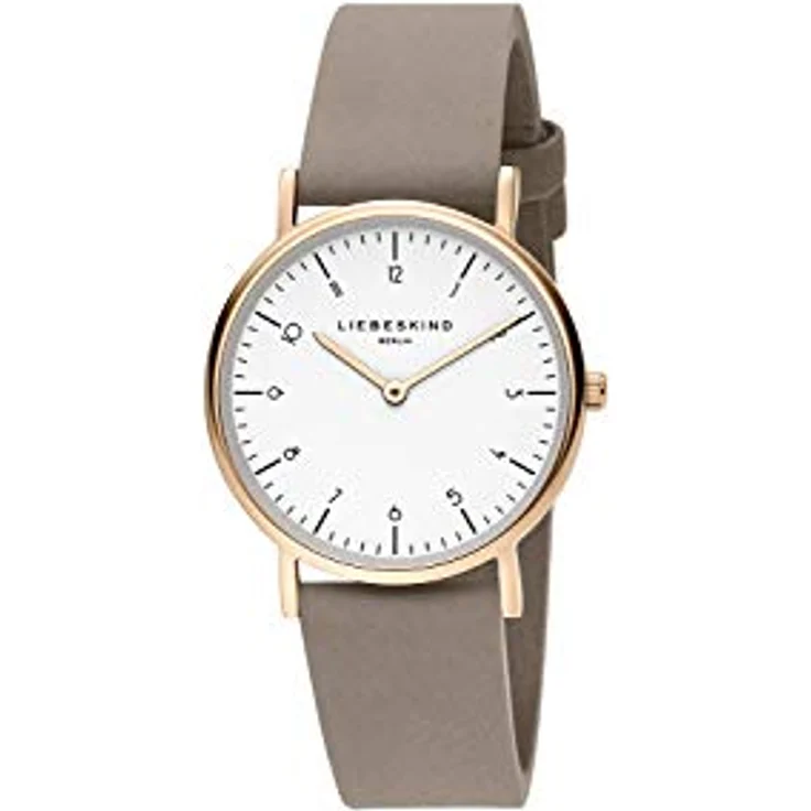 Liebeskind Berlin Armbanduhr LT-0167-LQ IP roségold grau, Damenuhr mit Edelstahlgehäuse, grauem Lederarmband und rosègoldenen Indexen – Bild 2