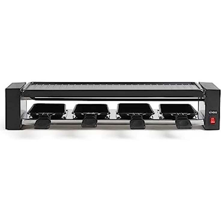 LIVOO DOC259 Raclette für 4 Personen, Metall, Schwarz