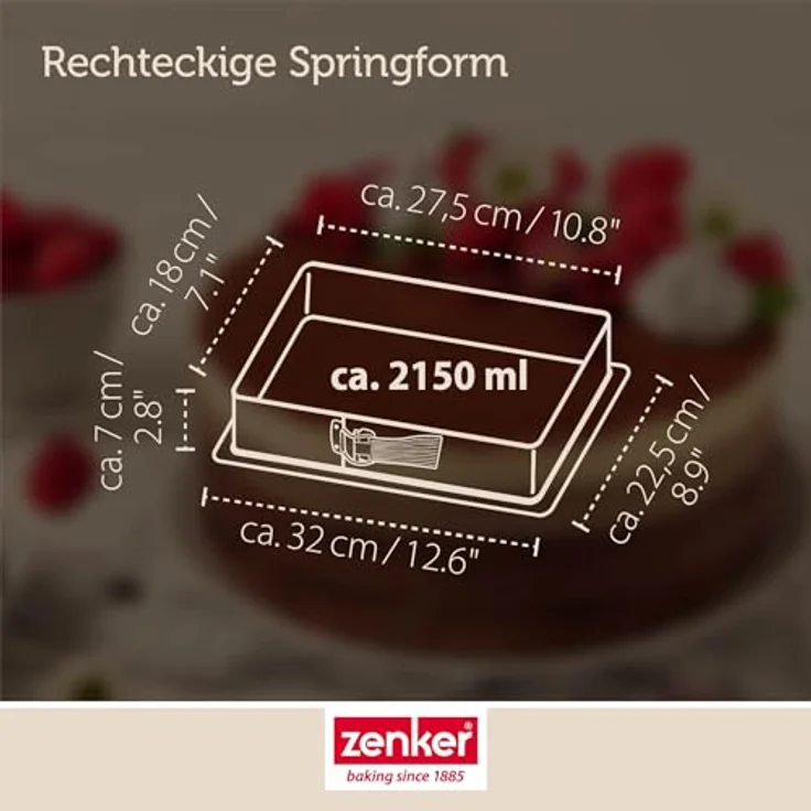 Zenker Rechteckige Springform CREME NOIR, Backform aus Stahlblech, Kuchenform mit keramisch verstärkter Antihaftbeschichtung (Farbe: Crème-Anthrazit), Menge: 1 Stück – Bild 5