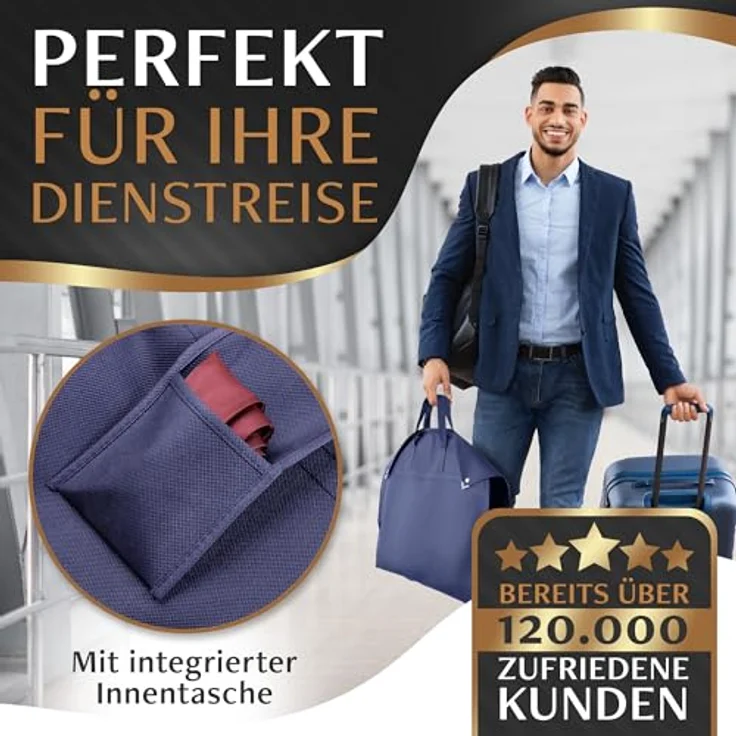 Bruce.® 3x Kleidersack Kurz 100x60 cm, atmungsaktive Anzugtasche mit Schuhbeutel – Marineblau – Bild 3
