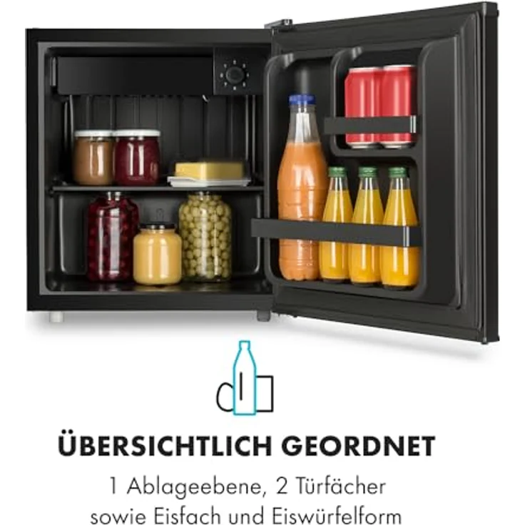 Klarstein Obsidian HEA14, 46 Liter Mini Kühlschrank mit Eisfach, schwarz – Bild 5