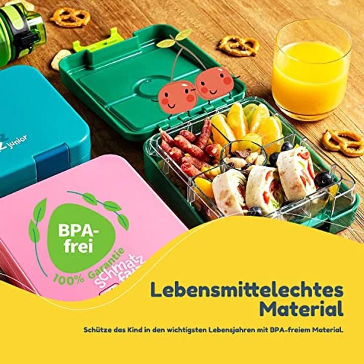 schmatzfatz easy Snackbox 4 Fächer 18 x 15 x 5 cm (BxHxT) Grün – Bild 3