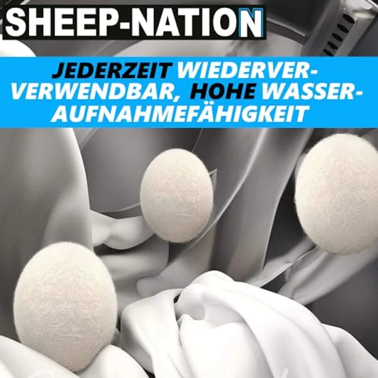 MAVURA SHEEP-NATION Trocknerbälle 6er Pack, Premium Schafwolle, Weichspüler Alternative, hypoallergen, energiesparend – Bild 4