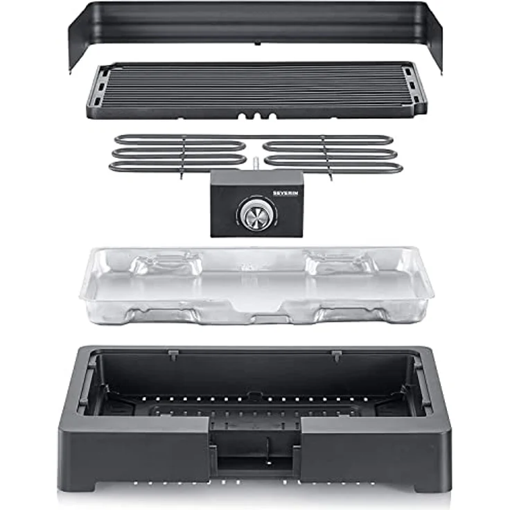 Severin PG 8562 Tischgrill mit Grillplatte schwarz – Bild 5