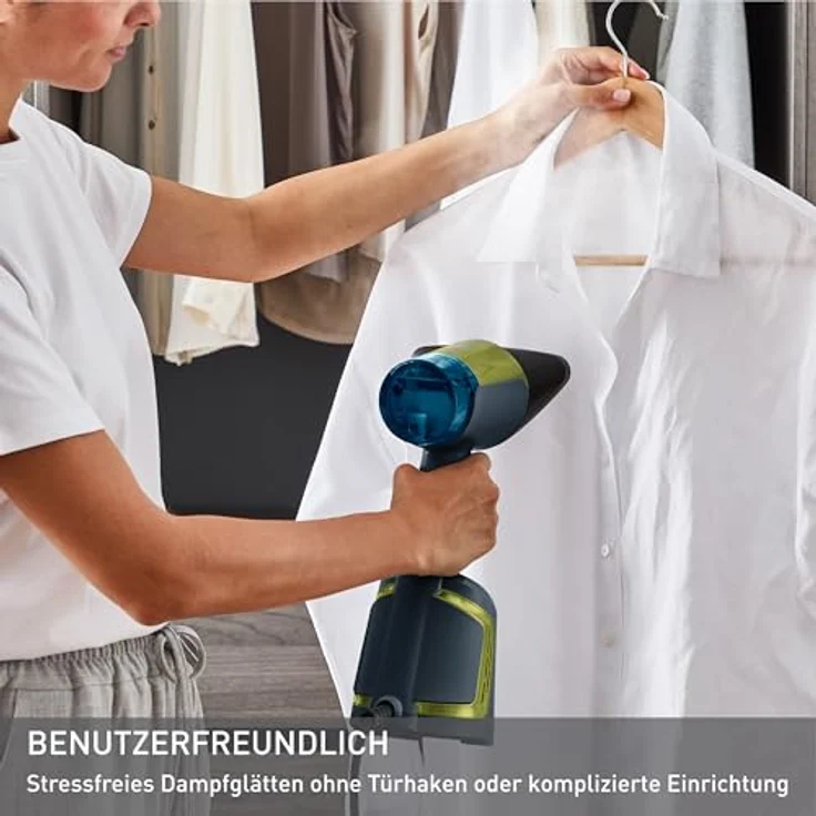 Tefal AeroSteam Dampfglätter, Keramik-Bügelsohle, 20 g/Min. Dampfleistung, 90 g/Min. Dampfstoß, 100 ml abnehmbarer Wassertank, 3 Modi, 1400 Watt, Blau/Grün – Bild 4