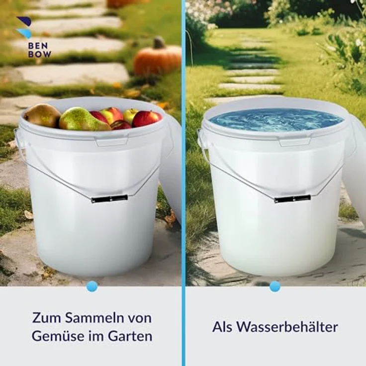 BenBow Eimer mit Deckel 30L 10 Stk. Weiß BSR-, Luftdicht, Lebensmittelecht, BRC-, auslaufsicher – Bild 5