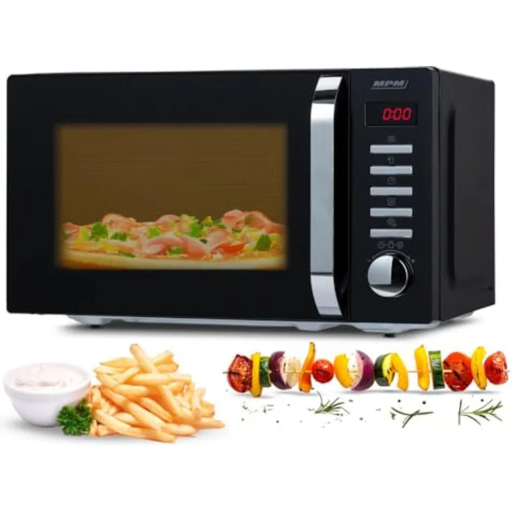 MPM 20-KMT-05 freistehende Mikrowelle, 20l, schwarz, 700 W, mit 8 Automatikprogrammen und digitalen Bedienfeld