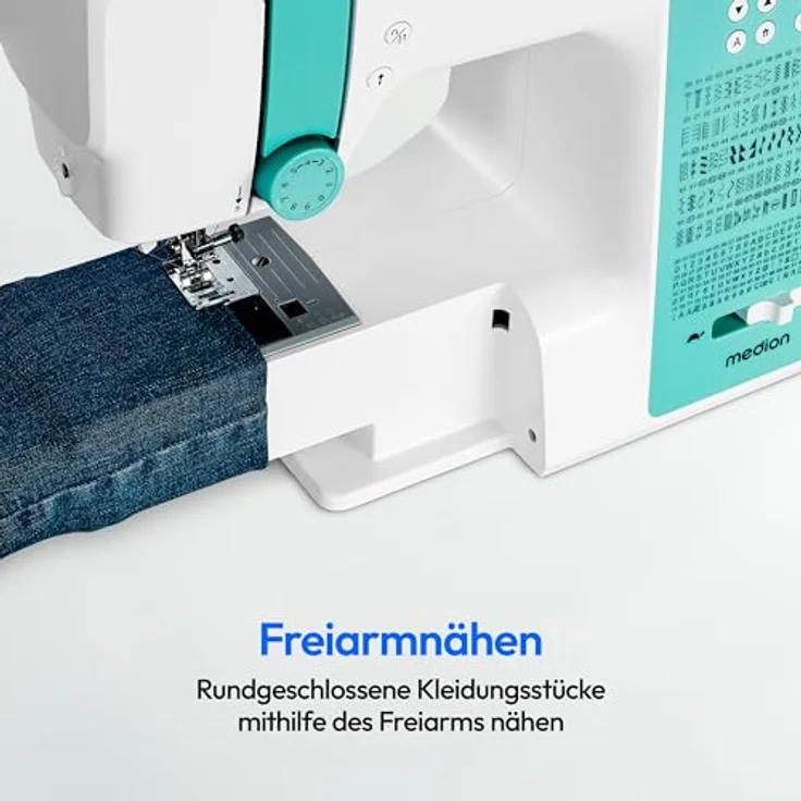 Medion® Computer-Nähmaschine MD 11881, 270 Stichmuster, 1-Schritt Knopfloch, 8 Programme, Doppelnadelfunktion, Automatischer Einfädler, Geschwindigkeitsregler – Bild 3