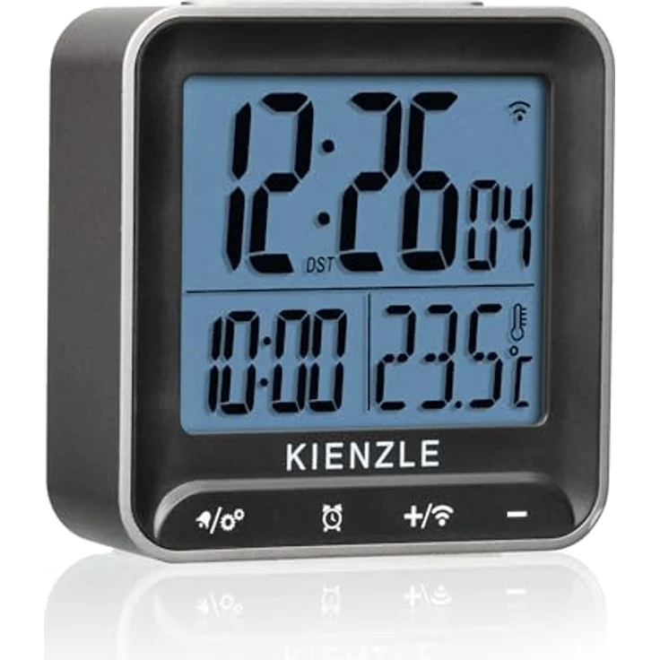 Kienzle Digitaler Funkwecker Quadrat, DCF-Funksteuerung, 2 Weckzeiten, Innentemperaturanzeige, Hintergrundbeleuchtung, Touch-Tasten – Bild 3
