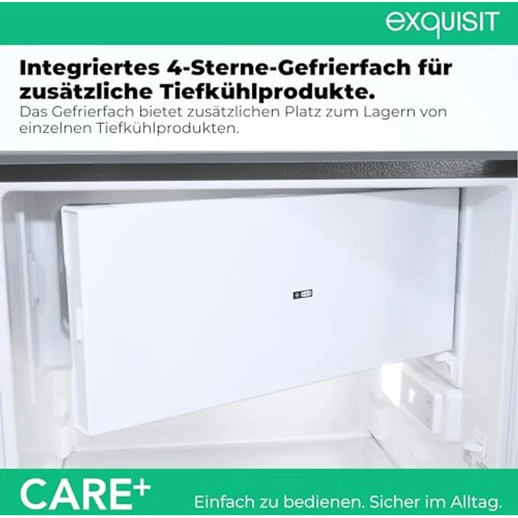 Exquisit KS16-4-HEA-090E Care inoxlook, Kühlschrank mit 4-Gefrierfach 121 l, Super-Kühl-Modus, elektronische Temperaturregelung, 54,5 cm breit – Bild 5