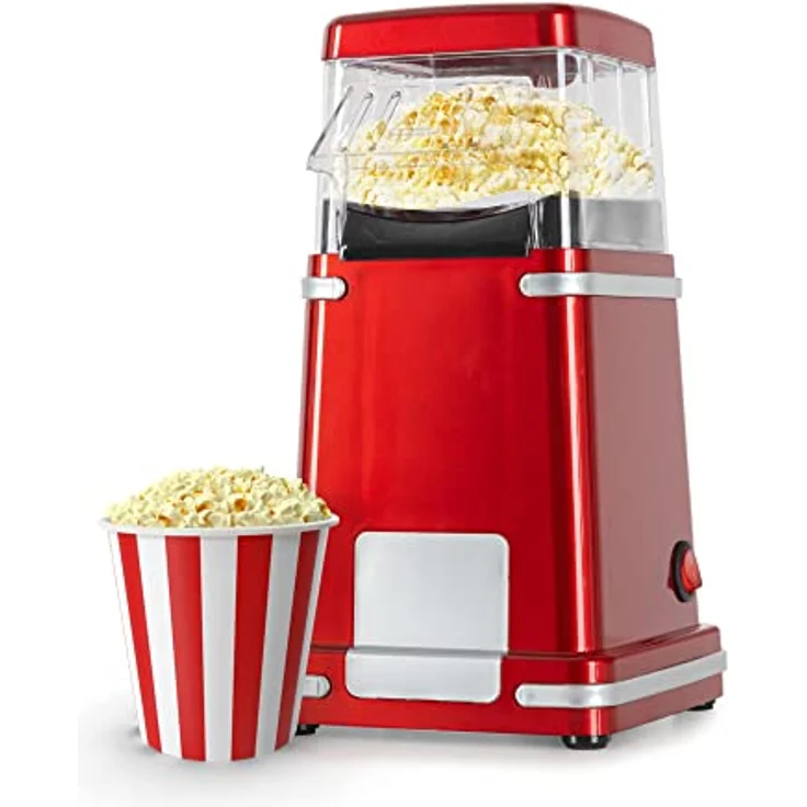 Stagecaptain PCM-1200 HA Fettfreie Heißluft-Popcorn-Maschine - Kalorienbewusster Genuss ohne Fett oder Öl - 1200 Watt - schnelle Zubereitung - Retrodesign für Movie-Liebhaber - Metallic Red – Bild 1
