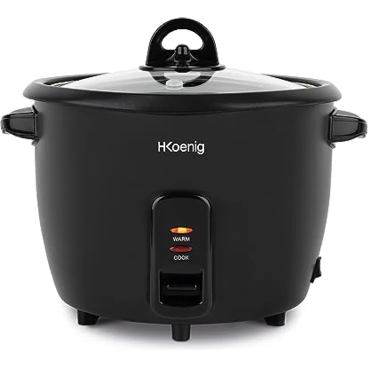 H.Koenig ORYZA4 Reiskocher 0,8L, Warmhaltefunktion, Abschaltautomatik, BPA-frei, Transparenter Deckel, 350W, Silber