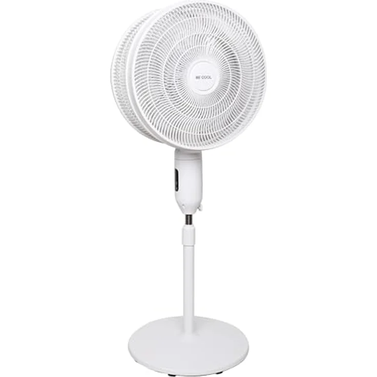 Be Cool Doppelkopf-Standventilator 2x45cm, Leise & leistungsstark mit 12 Geschwindigkeitsstufen, Timer und Fernbedienung, Weiß – Bild 1