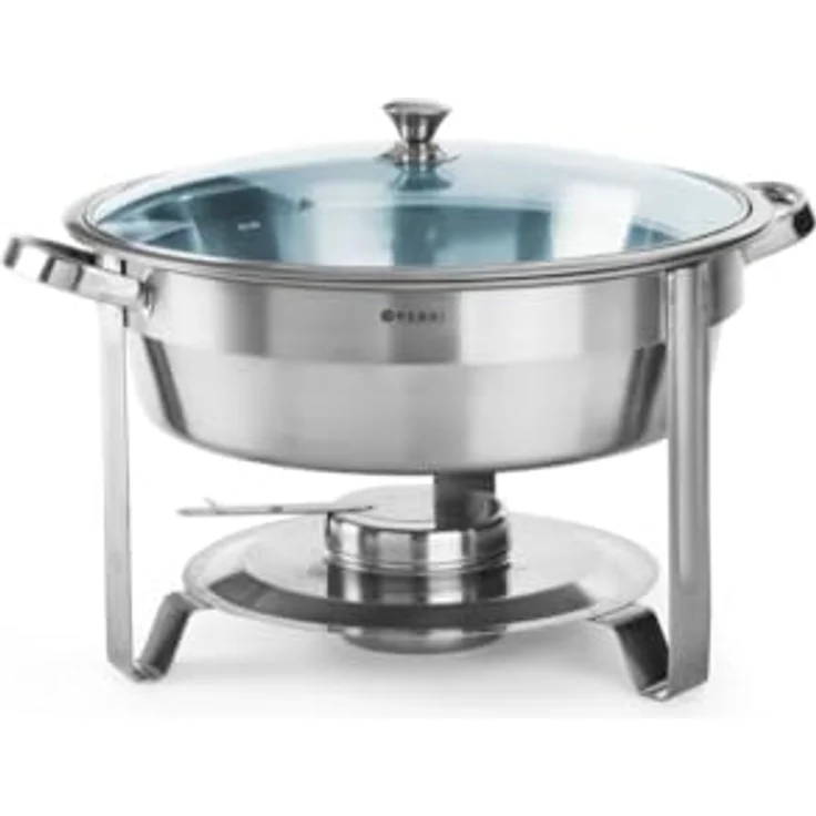 Hendi 470619 Chafing Dish Warmhalteplatte, rund, 3,5L, Ø 390 x 270 mm, inkl. Glasdeckel – Bild 2