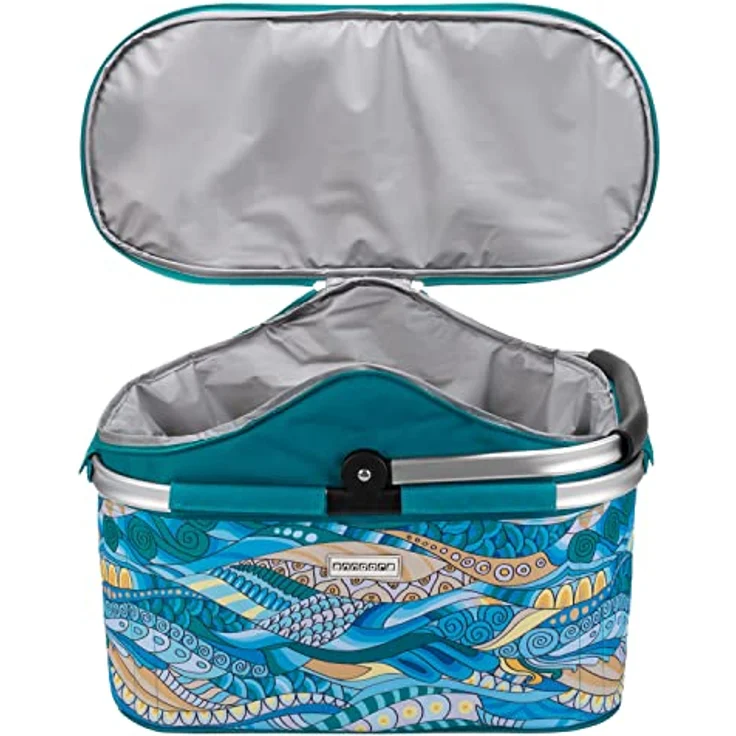 anndora Kühlkorb, Isolier-Einkaufskorb OCEAN, mit Reißverschluß, 25 Liter, 48 x 30 x 25-33 cm, blau – Bild 2