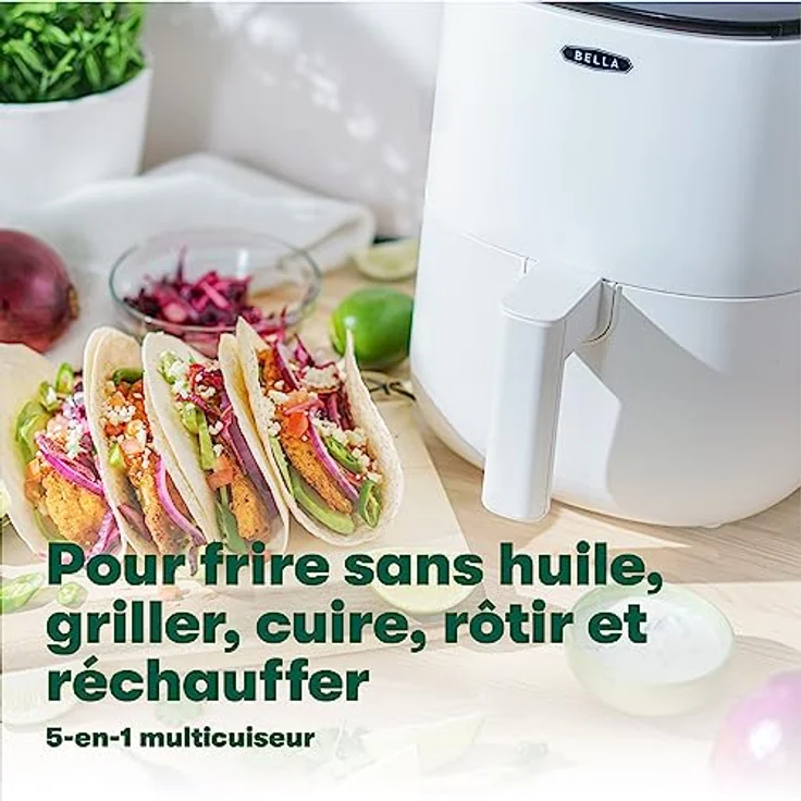 BELLA 2,7 l Touchscreen-Luftfritteuse, ölfreies Frittieren, spülmaschinenfeste Antihaft-Pfanne und Frittiergestell für einfache Reinigung, mattes weiß – Bild 3