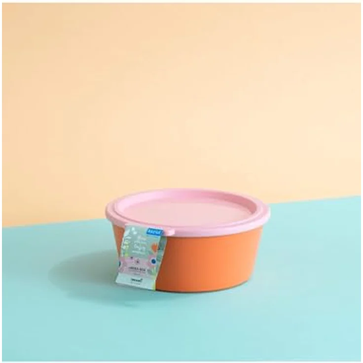 Koziol NORA BOX, Schüssel mit Deckel, 1,3 l, orange/rosa, aus biozirkulärem Kunststoff, Durchmesser: 18.8 cm, hält Lebensmittel lange frisch – Bild 2
