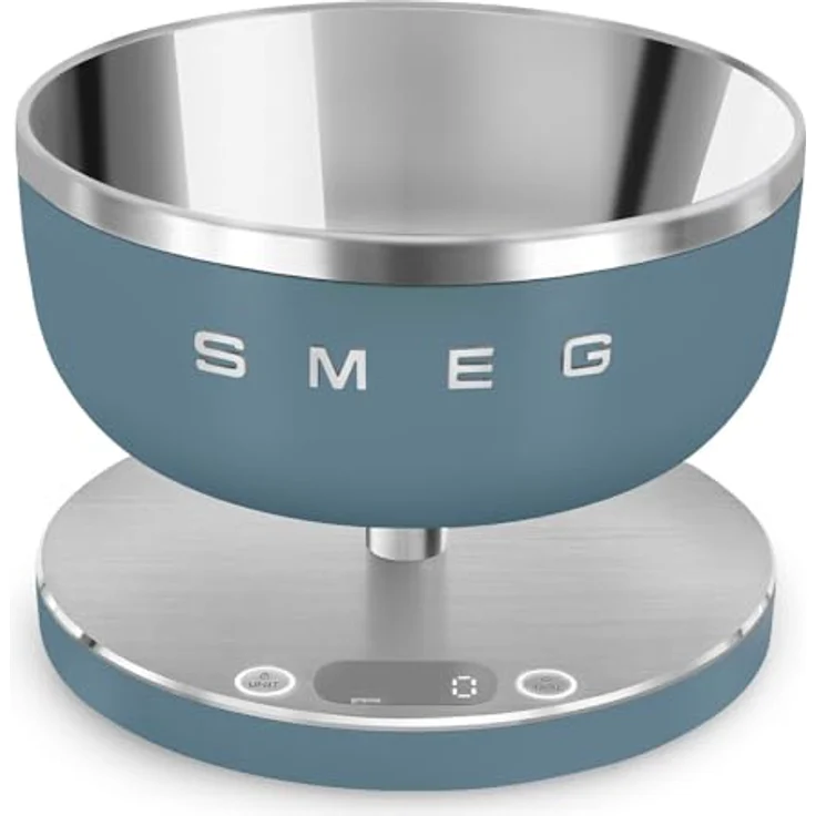 Smeg Digitale Küchenwaage KSC01SBMWW, 5 kg Tragkraft, USB-C Akku, Storm Blue, mit Edelstahlschüssel und Tara-Funktion – Bild 1