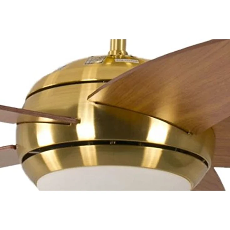 Pepeo Deckenventilator mit Beleuchtung und Fernbedienung Melton, Gehäuse Messing, Flügelfarbe Honigahorn, 132 cm – Bild 3