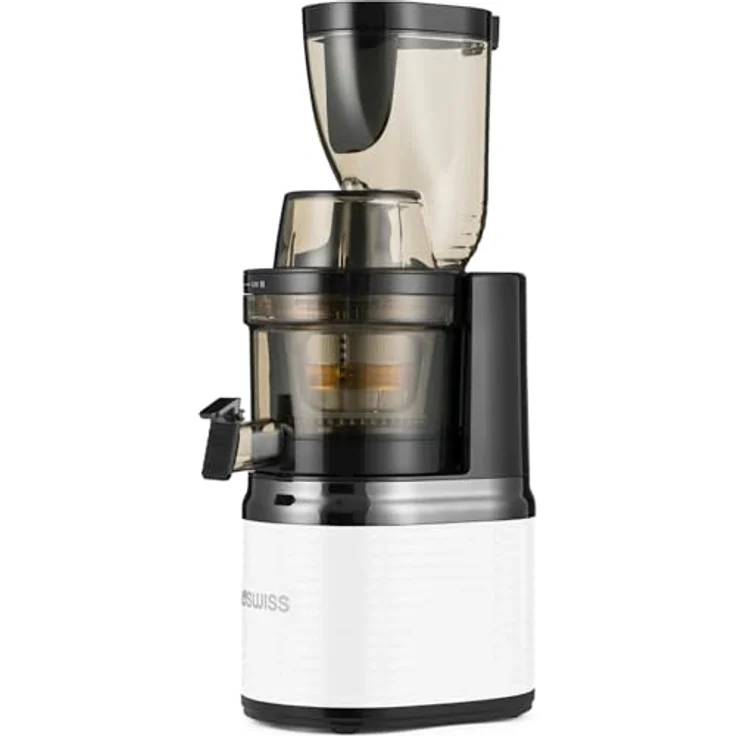4Swiss BM202 Slow Juicer, Kaltentsafter für Obst und Gemüse, weiß, XXL Einfüllschacht, BPA-frei, leise 200W Saftmaschine – Bild 1