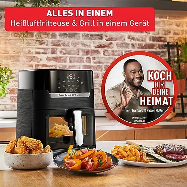 Tefal EY5068 Easy Fry & Grill Vision Heißluftfritteuse | 4,2 L Kapazität | 2-in-1 Technologie | Sichtfenster | Extra Crisp-Technologie | Touchscreen | Schwarz – Bild 5