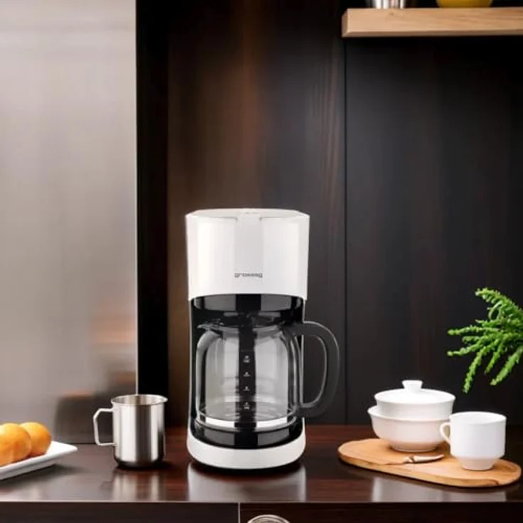grossag Filter-Kaffeemaschine mit Glaskanne KA 70.10, 1,4 Liter für 10 Tassen Kaffee, 900 Watt und 240 Volt, Schwarz ? Weiß – Bild 3