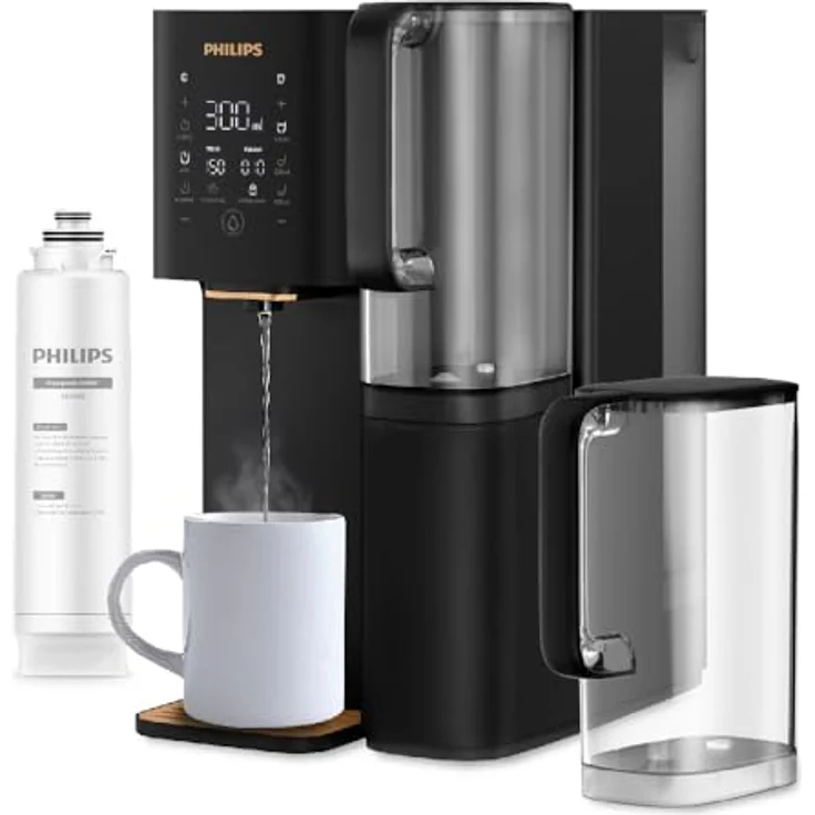 Philips Water Umkehrosmose-Wasserstation ADD6920BK/10, Aquaporin Inside®: Eliminiert bis zu 110 Substanzen, sofortige Erhitzung, 1 Jahr Filterlebensdauer, schwarz – Bild 1