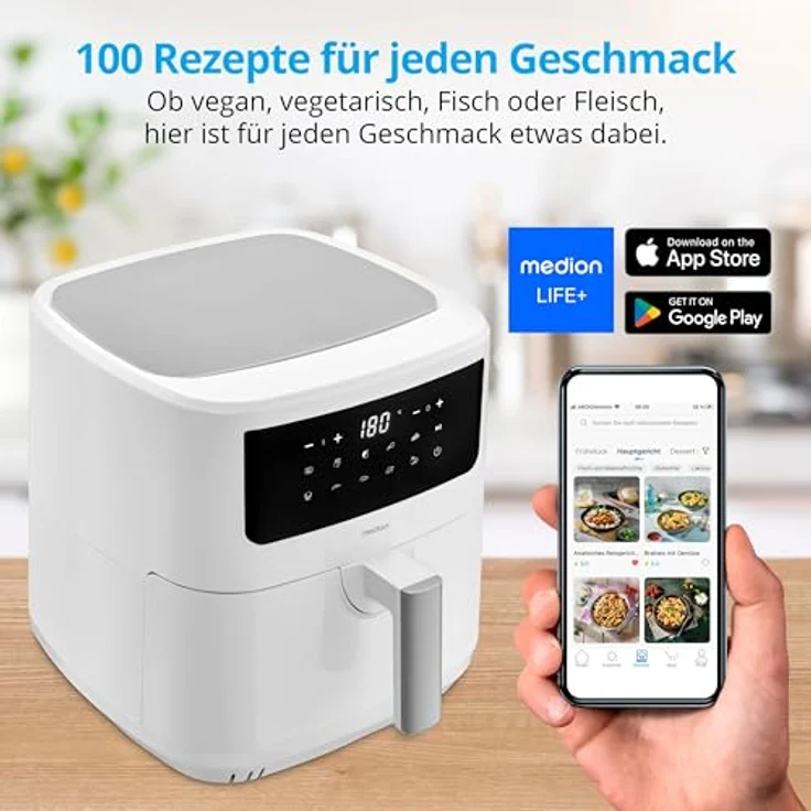 Medion® Heißluftfritteuse MD11750 P10 XL Duo, 2000 W, 6,3 L, Schüttelalarm, 9 Automatikprogramme – Bild 2