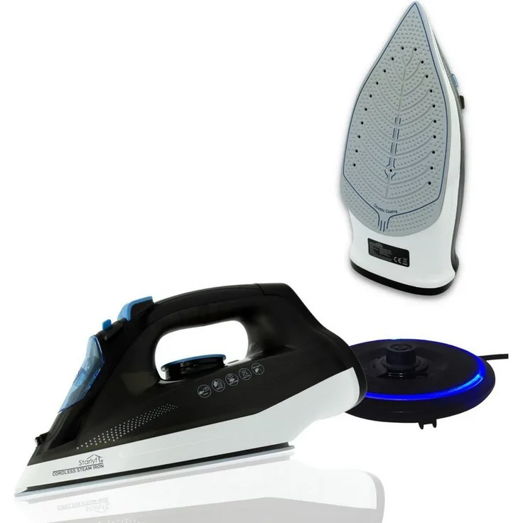 Starlyf Dampfbügeleisen Cordless Steam Iron, 2400 W, kabelloses Bügeleisen, keramische Antihaftbeschichtung, schwarz
