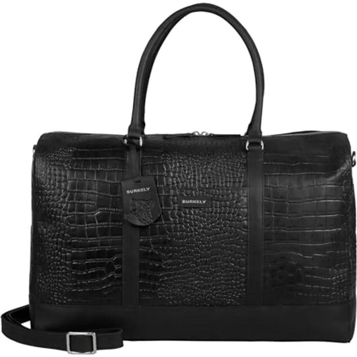 Burkely Cool Colbie Weekender, große Reisetasche aus hochwertigem Echtleder, schwarz, 48x30,5x20,5 cm